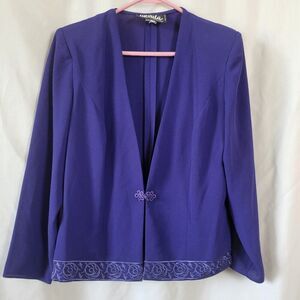 Ursula of Switzerland 12P Evening Jacket Blazer Cobalt Blue embroidered vintage